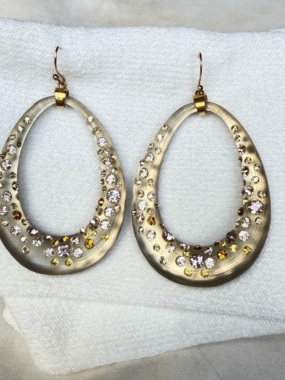 Alexis Bittar Crystal Encrusted Lucite Oval Drop Earrings